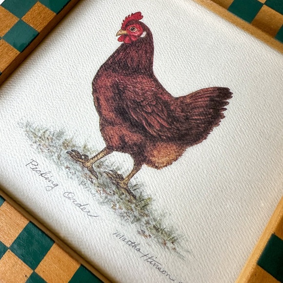 Vintage Lithographs Pecking Order/Ruler of the Roost Chicken Rooster Frame Farm - Picture 2 of 6